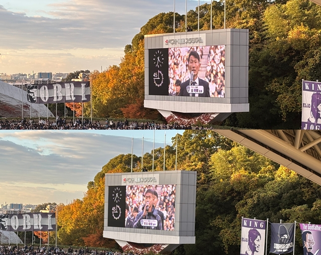 ホーム最終戦セレモニーでは金監督とキャプテン奈良選手からの熱いメッセージ